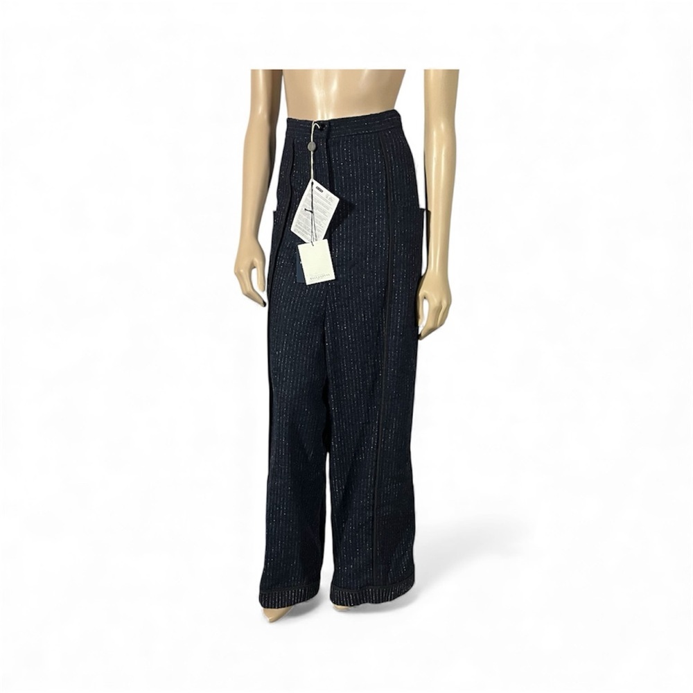 Ballantyne Wool Navy Pinstripe Wideleg pants